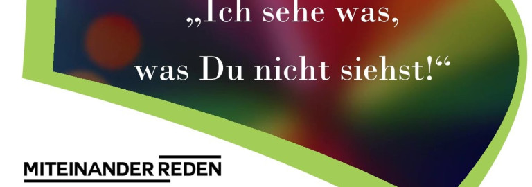 Logo auf buntem Hintergrund "Ich sehe was was Du nicht siehst"